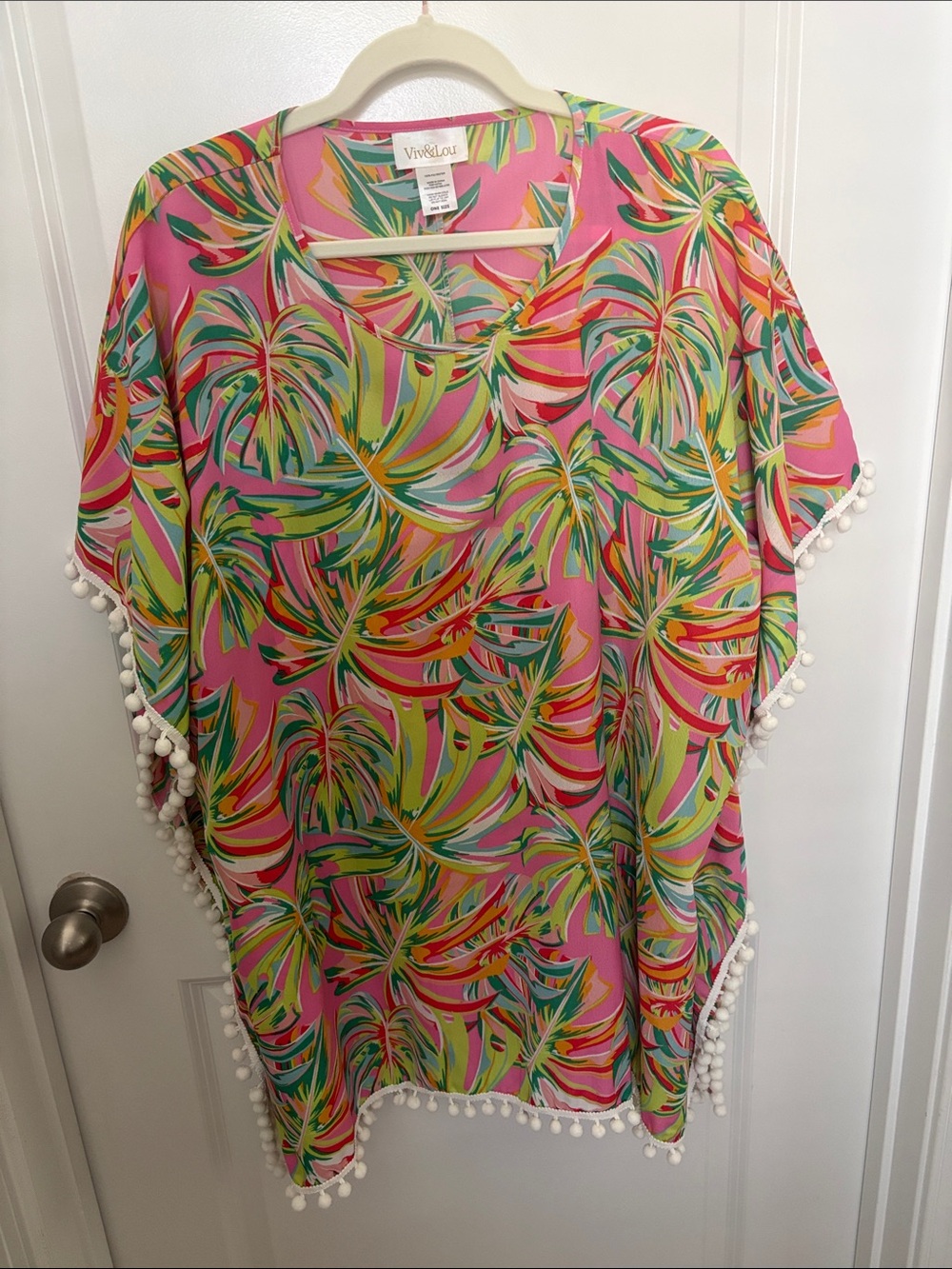 Pink Tropical Pom-Pom Swim Coverup